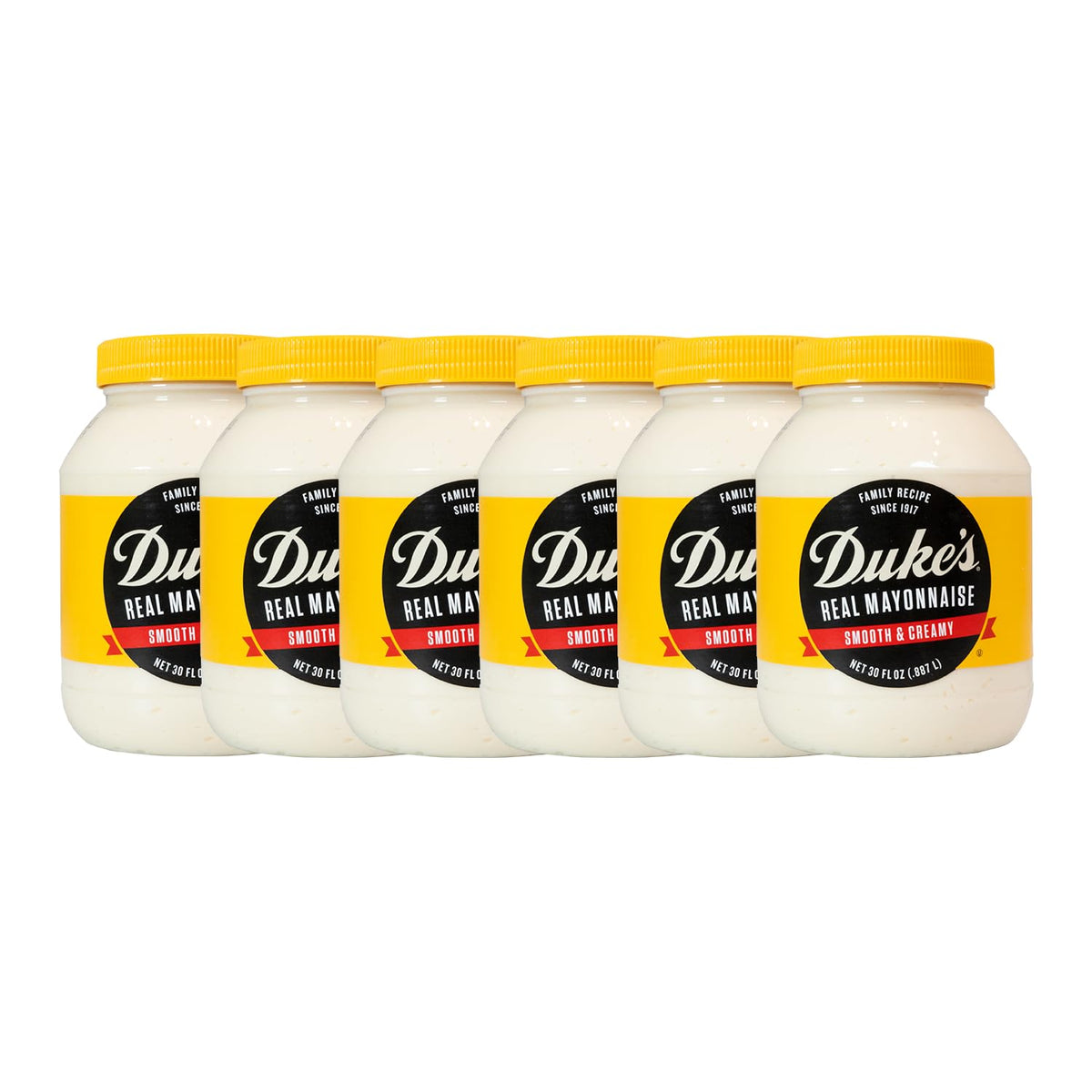 Duke's Real Mayonnaise jar shows smooth, creamy texture perfect for sandwiches.