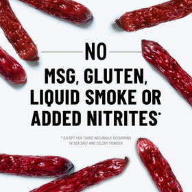 Duke's smoked sausages gluten-free packaging emphasizing clean ingredients.