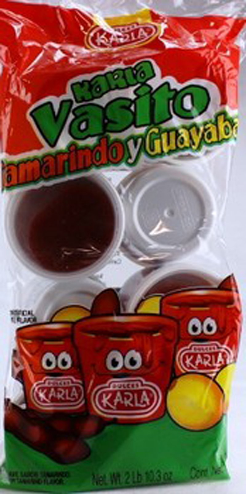 Dulces Karla tamarind and guava candy cup, tangy and fruity, ideal for sharing