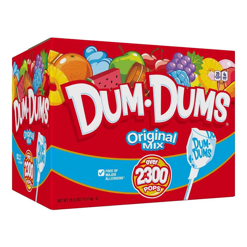 Dum Dums Original Mix bulk box with assorted lollipops for celebrations