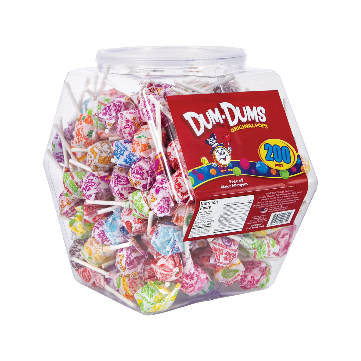 Dum Dum bulk 200 lollipops in a reusable tub for parties and sharing.