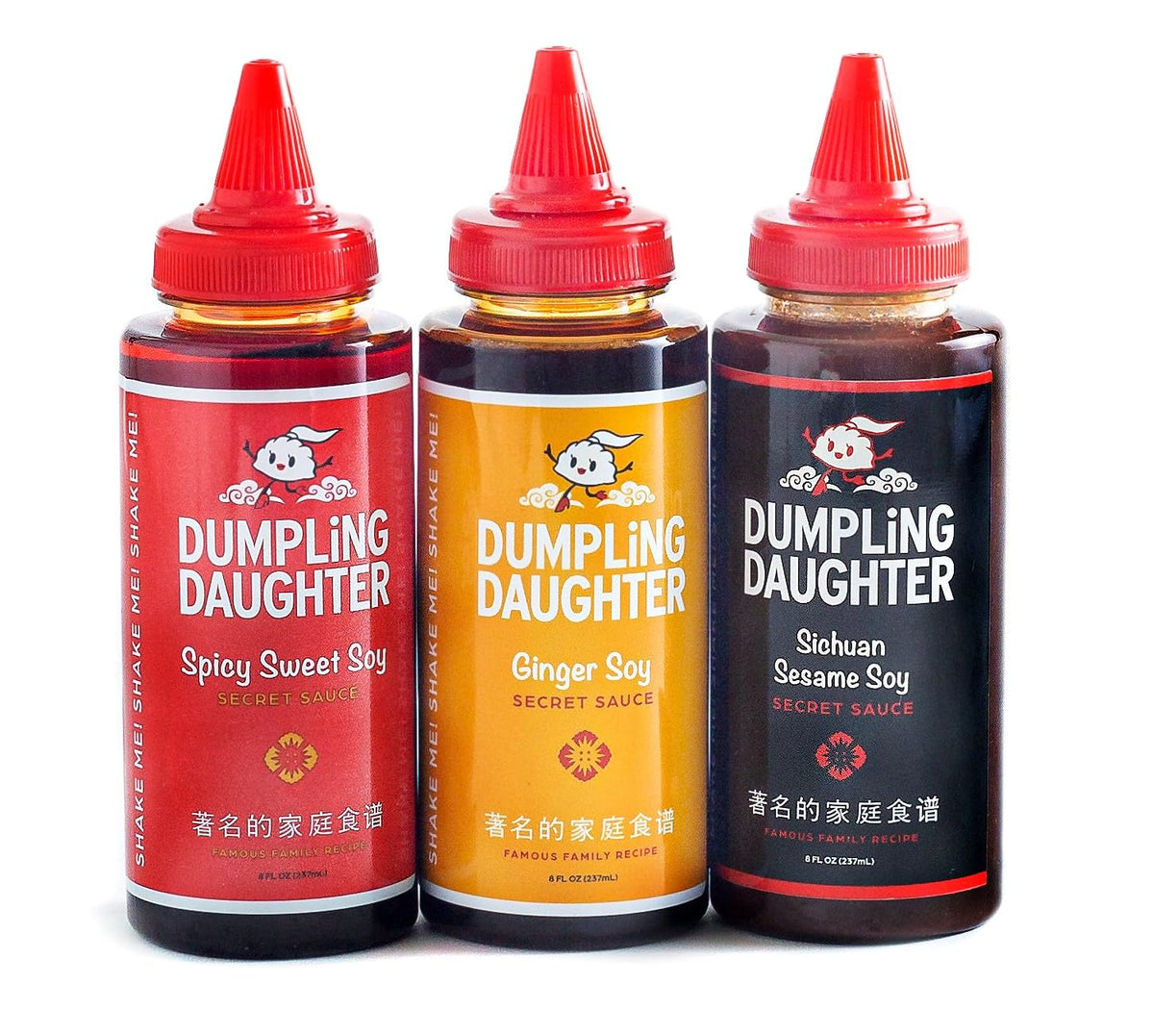 Dumpling Daughter spicy-sweet-soy bottle with glossy label, ideal for weeknight stir-fries.