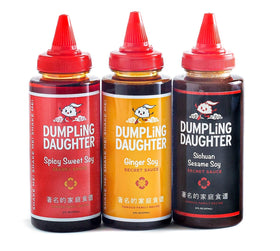 Dumpling Daughter spicy-sweet-soy bottle with glossy label, ideal for weeknight stir-fries.