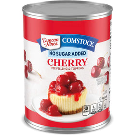 Duncan Hines Comstock cherry pie filling can for effortless no sugar added pies