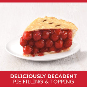 Duncan Hines Comstock Cherry Pie Filling label close-up highlighting quality.