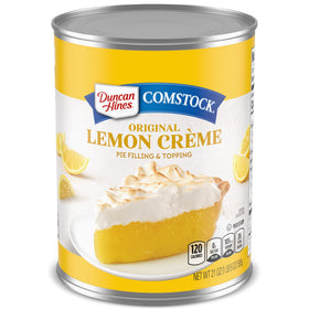 Duncan Hines Comstock Lemon Crème Pie Filling jar close-up for rich pies and desserts