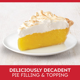 Duncan Hines Comstock Lemon Crème Pie Filling pie assembly scene for easy, homemade flavor