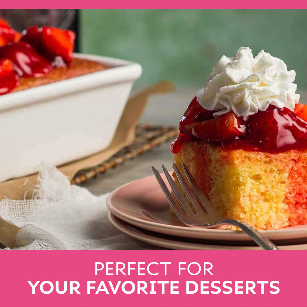 Duncan Hines Comstock Strawberry Pie Filling in a dessert platter.