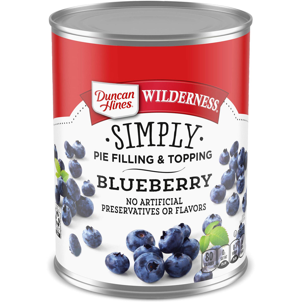 Duncan Hines Wilderness blueberry pie filling jar close-up highlighting fresh fruit for pies or toppings