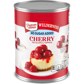 Duncan Hines Wilderness cherry filling jar closeup for easy pie filling.