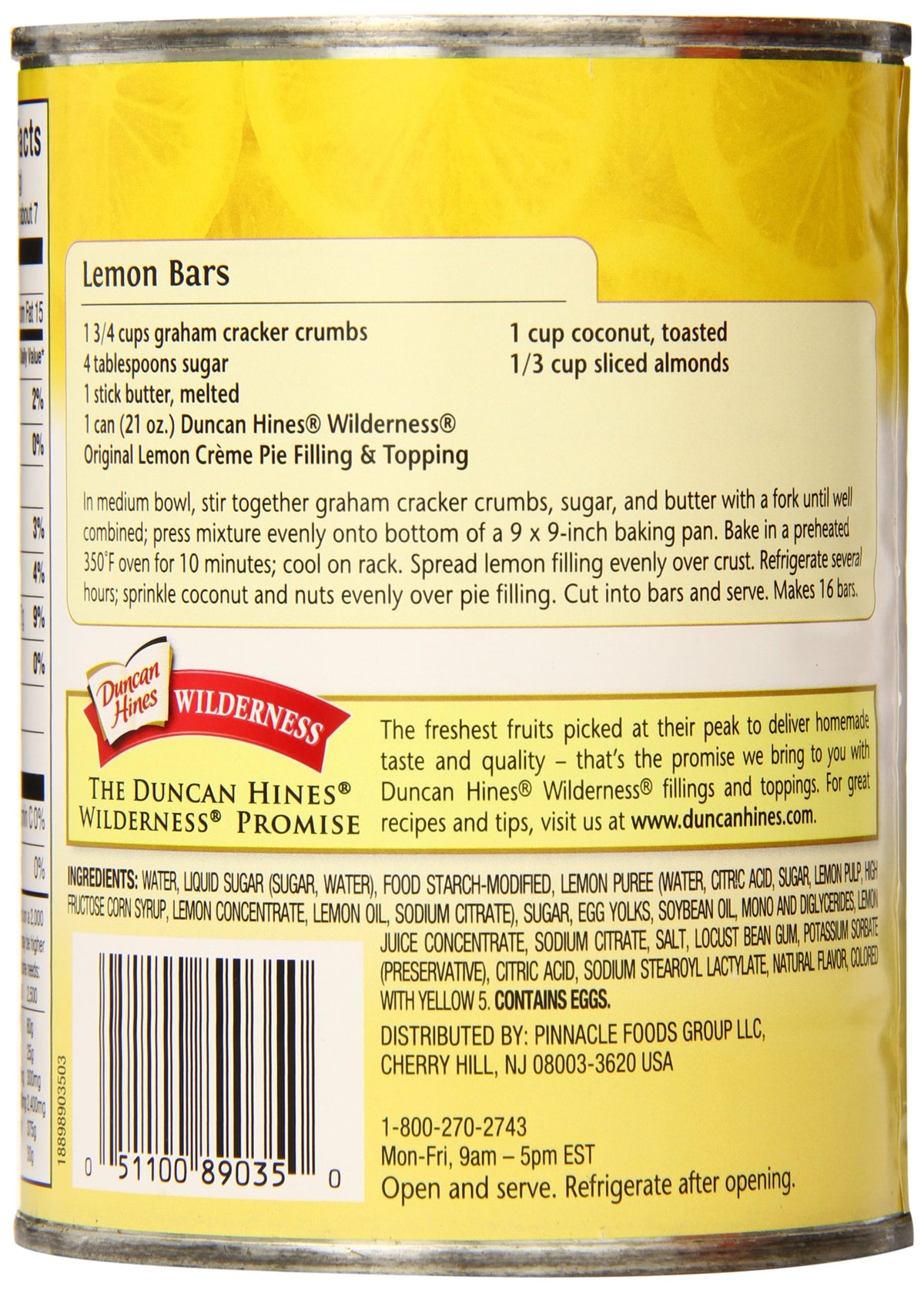 Duncan Hines Wilderness Lemon Crème Pie Filling topping served on a dessert.