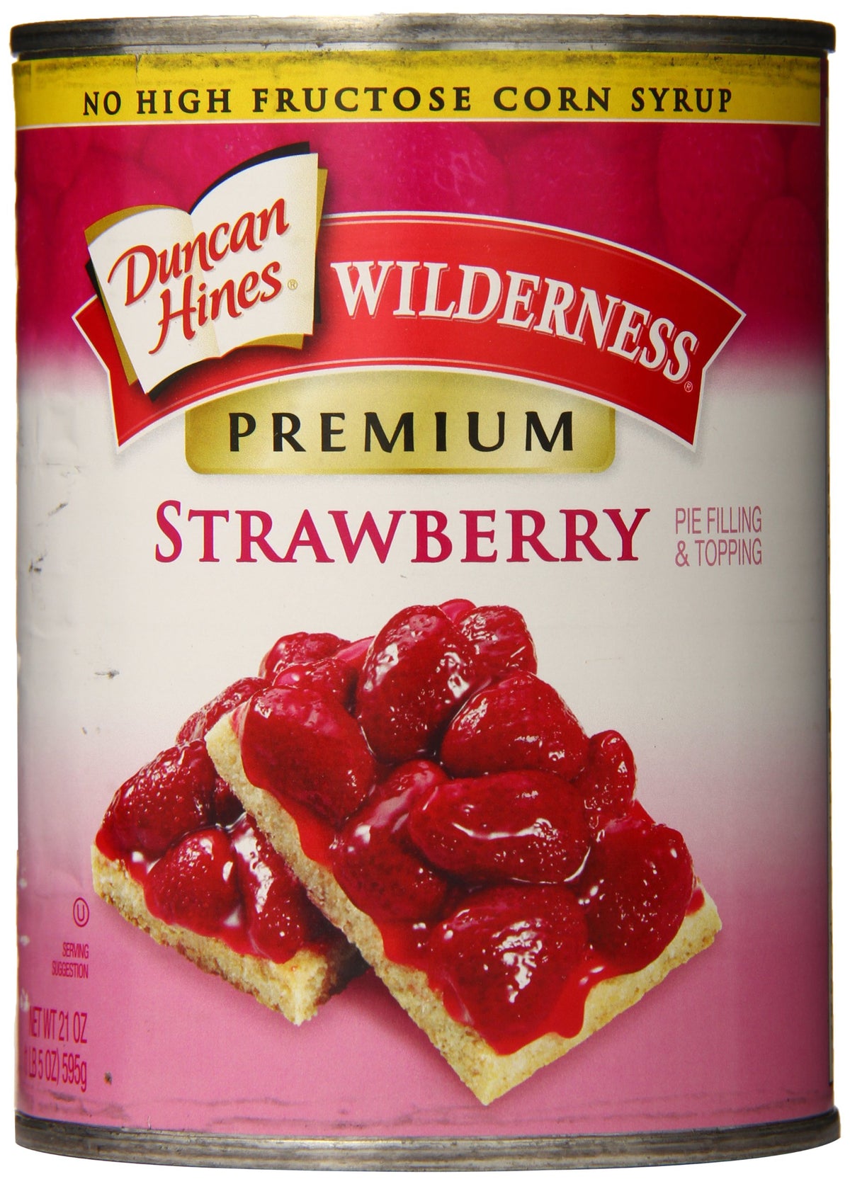 Duncan Hines Wilderness strawberry pie filling in 21oz pack for homemade pies.
