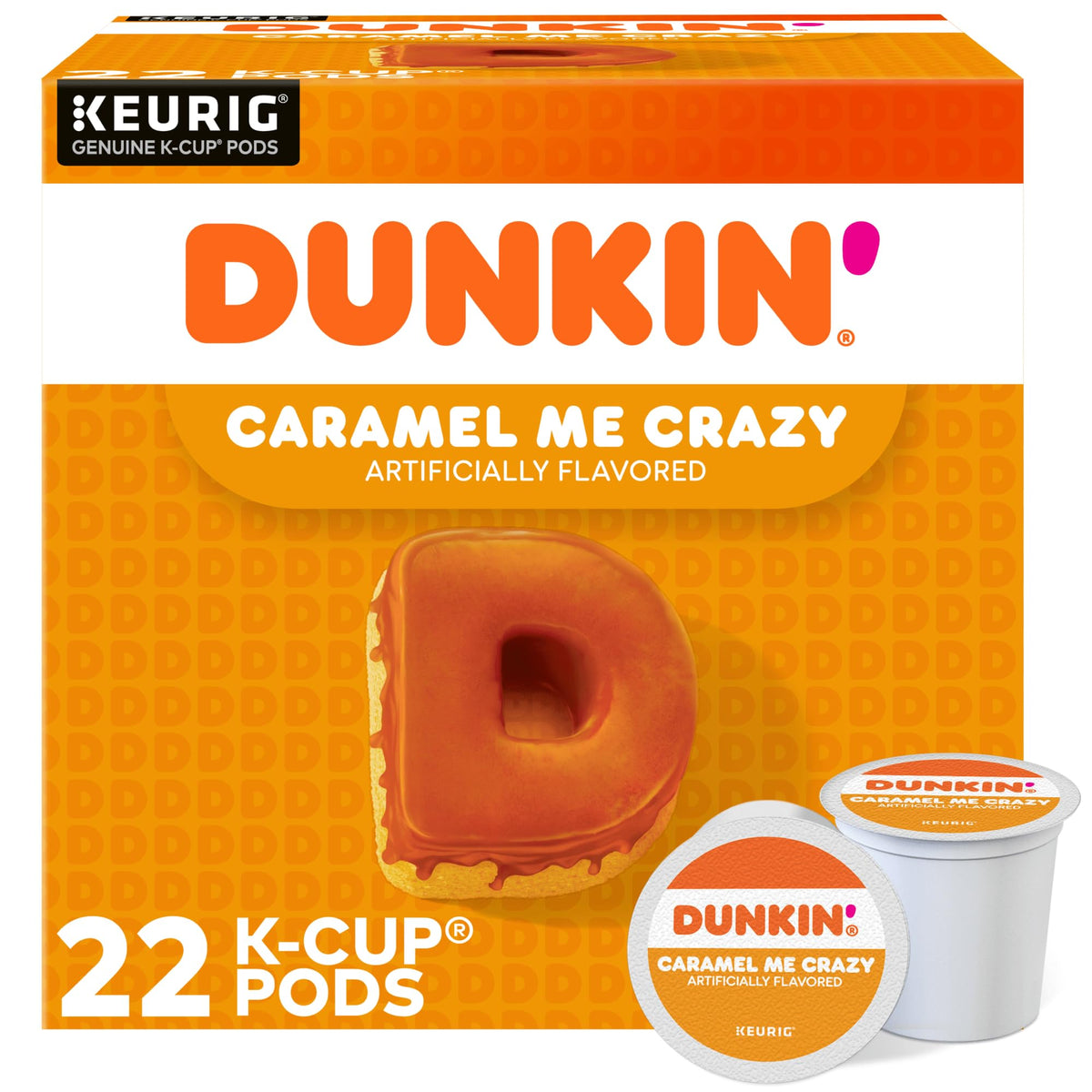 Dunkin Bakery Series Caramel Coffee Cake pods in a box for quick breakfast.