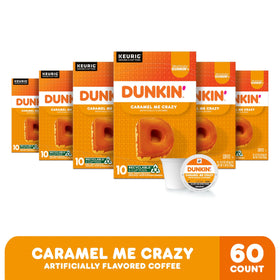 Brewed Dunkin Caramel Me Crazy cup with rich caramel notes.