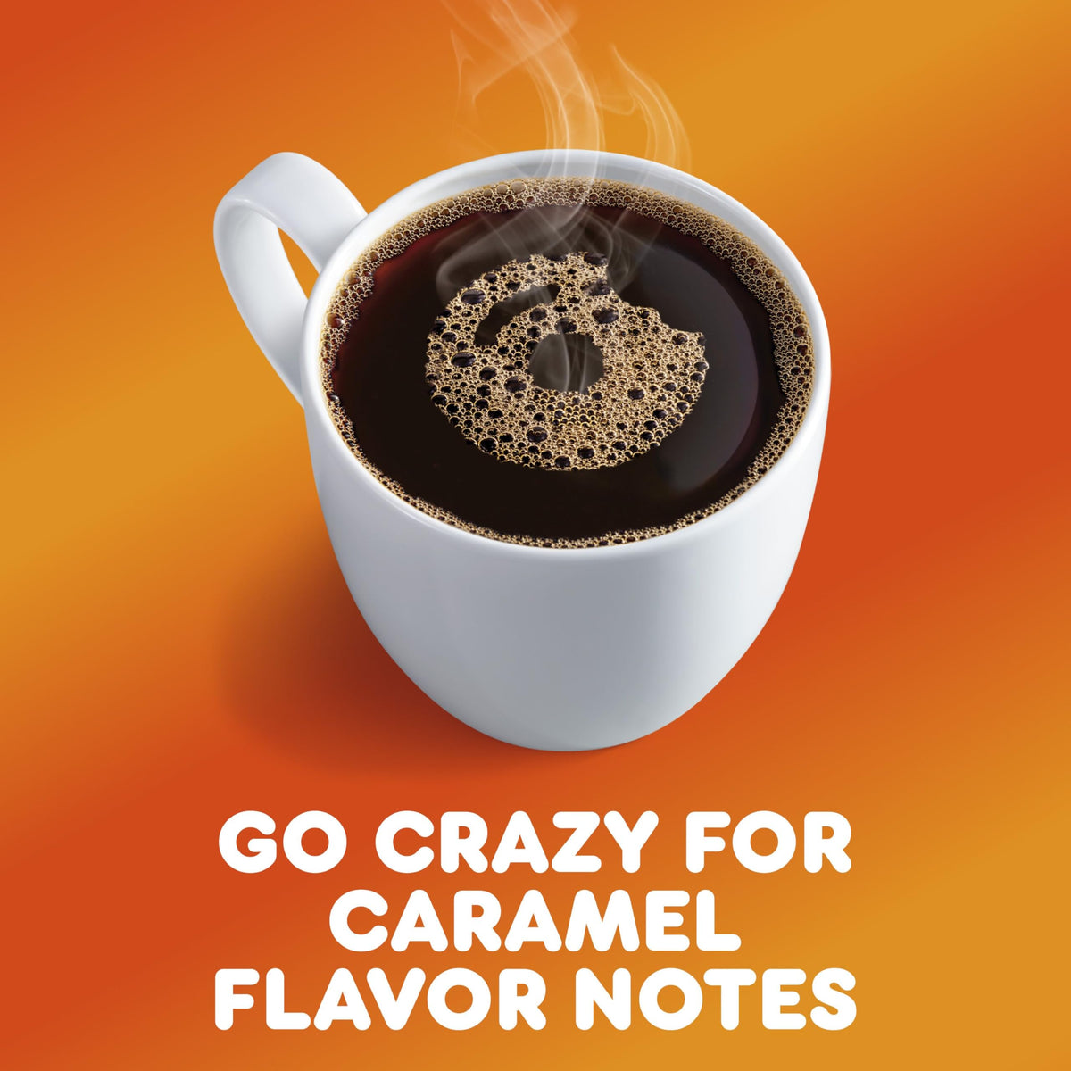 Limited-edition Dunkin Caramel Me Crazy packaging on display.