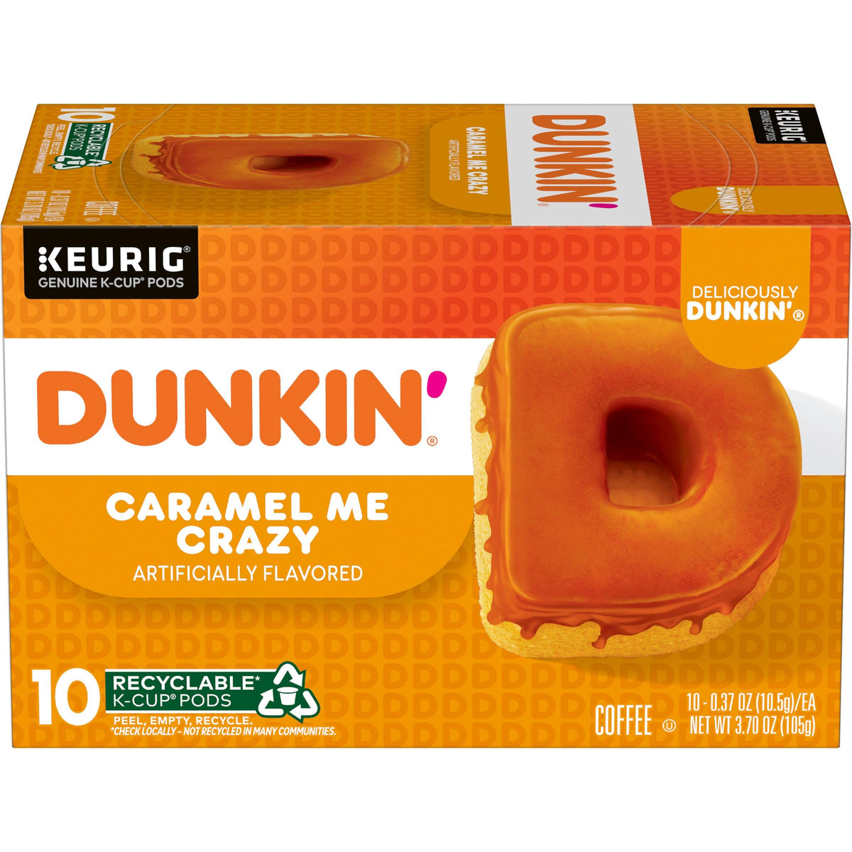Dunkin Caramel Me Crazy pod boxes for easy at-home brewing.