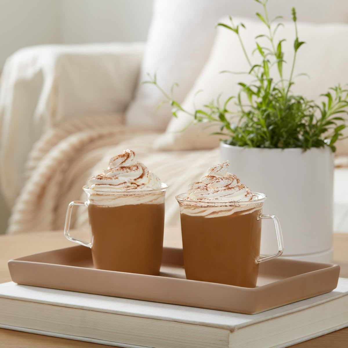 Dunkin Cinnamania coffee in a cup for home use.