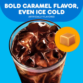 Dunkin Cold Caramel K-Cups stacked to emphasize ice compatibility.