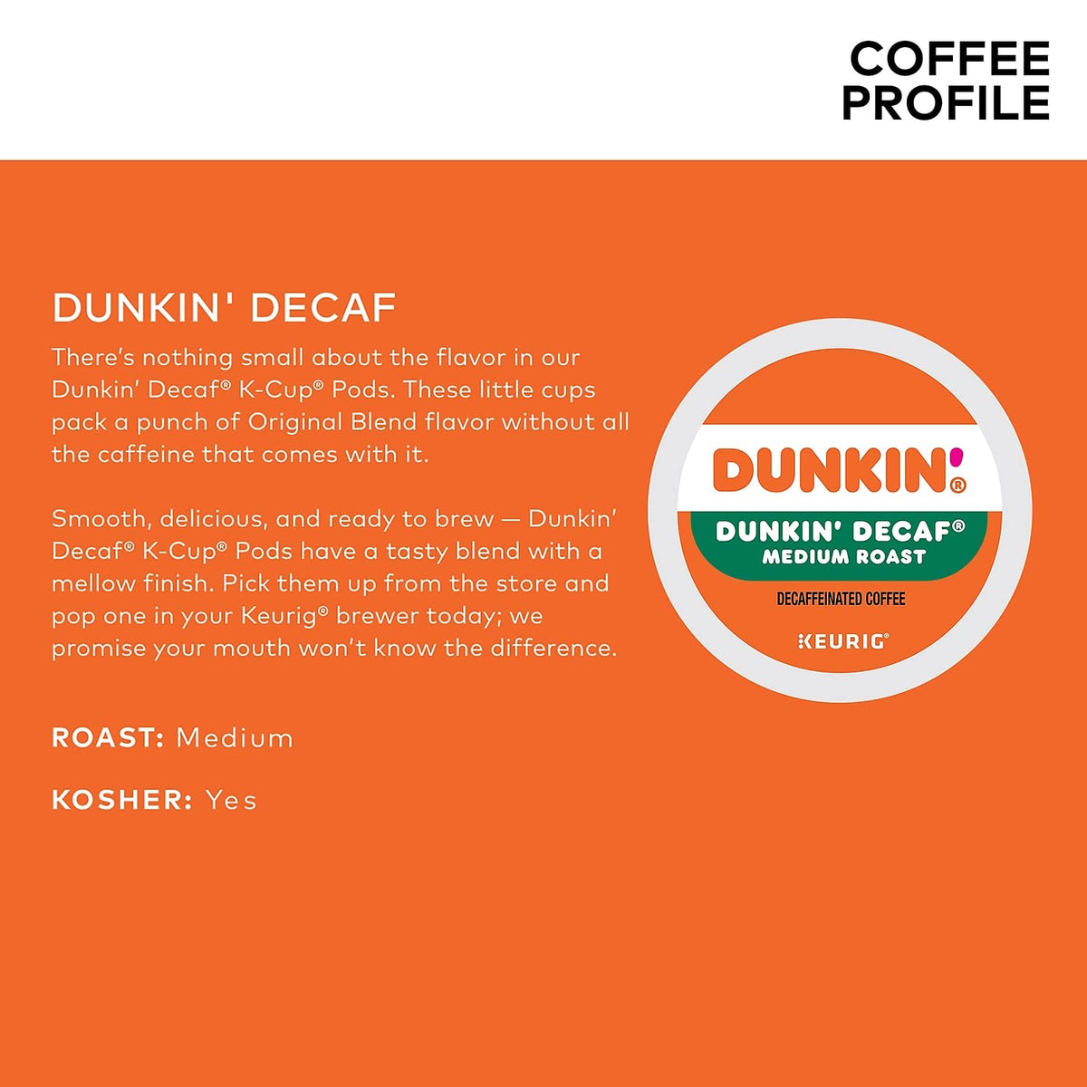 Box of 44 Dunkin Decaf K-Cups for home use.