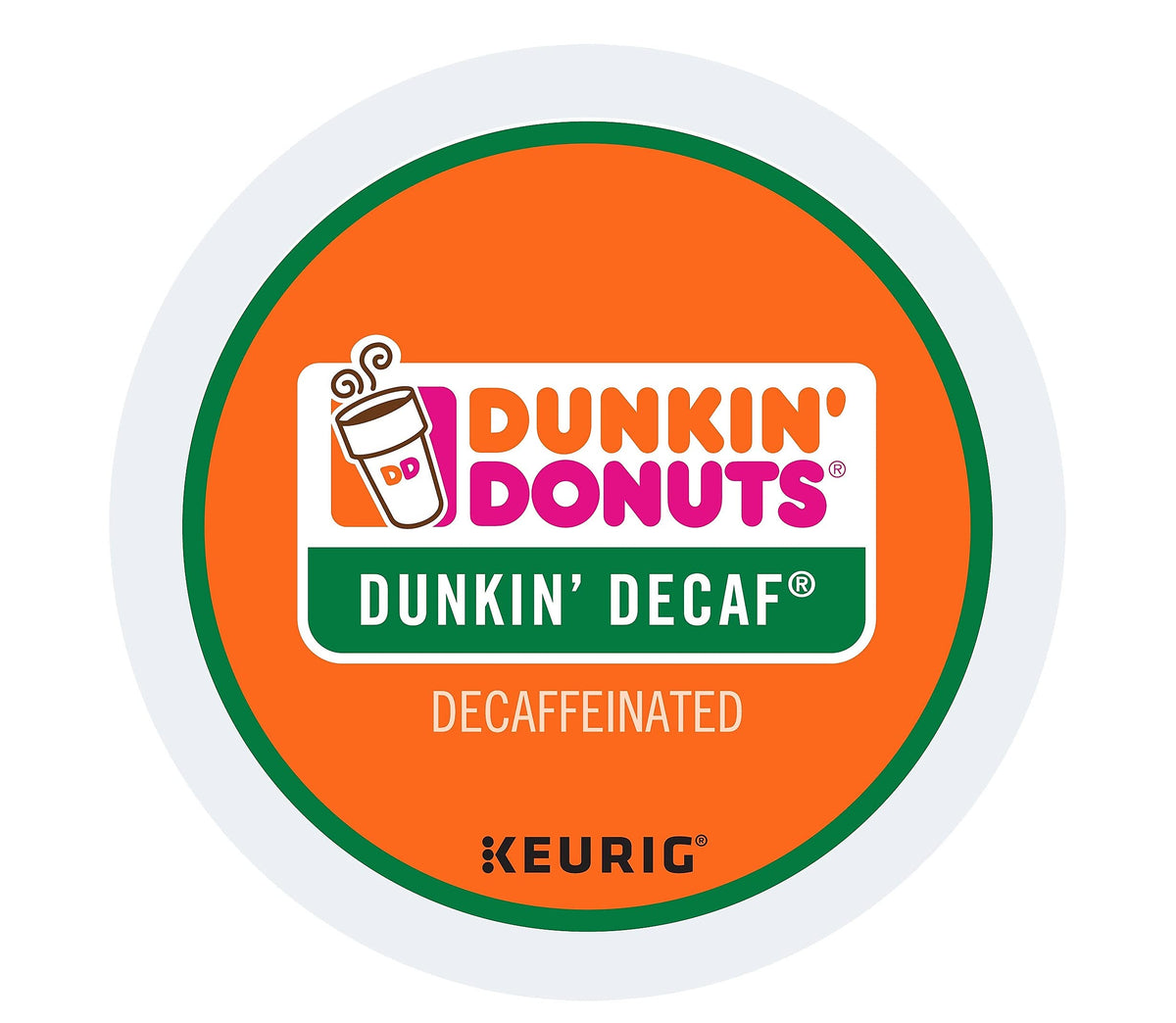 Dunkin decaf pods on a kitchen counter for quick, peaceful sips.