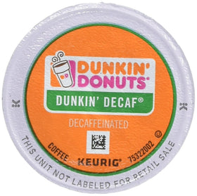 Dunkin Donuts 0846 decaf K-Cup pods in a box for office use