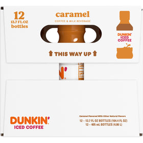 Dunkin Donuts Caramel Iced Coffee ready-to-drink convenience for busy mornings.