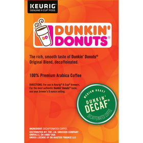 Dunkin' Donuts Decaf K-Cup Mug Setup with a steaming cup for relaxed moments