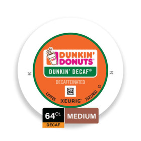 Dunkin' Donuts Decaf K-Cup Pods close-up showing smooth flavor for quick mornings