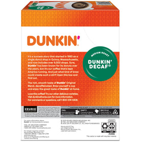 Dunkin Donuts Decaf K-Cups case-pack displays value for households.