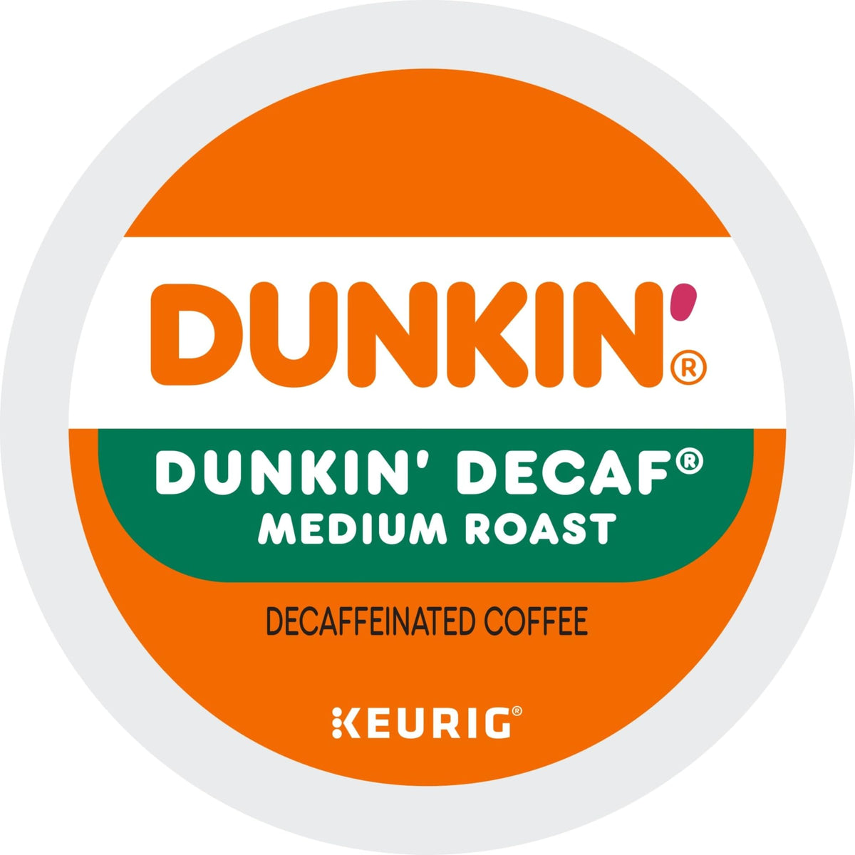 Dunkin Donuts Decaf K-Cups compatible with Keurig brewers for quick brewing.