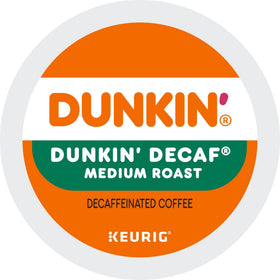 Dunkin Donuts Decaf K-Cups compatible with Keurig brewers for quick brewing.