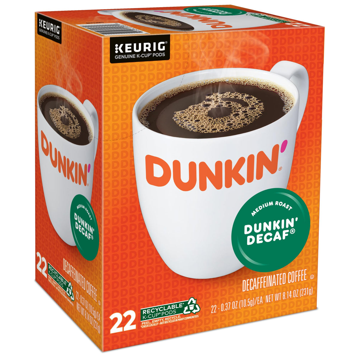 Dunkin Donuts Decaf K-Cups morning cup evokes inviting aroma.