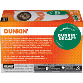 Dunkin' Donuts decaf medium roast box front display.