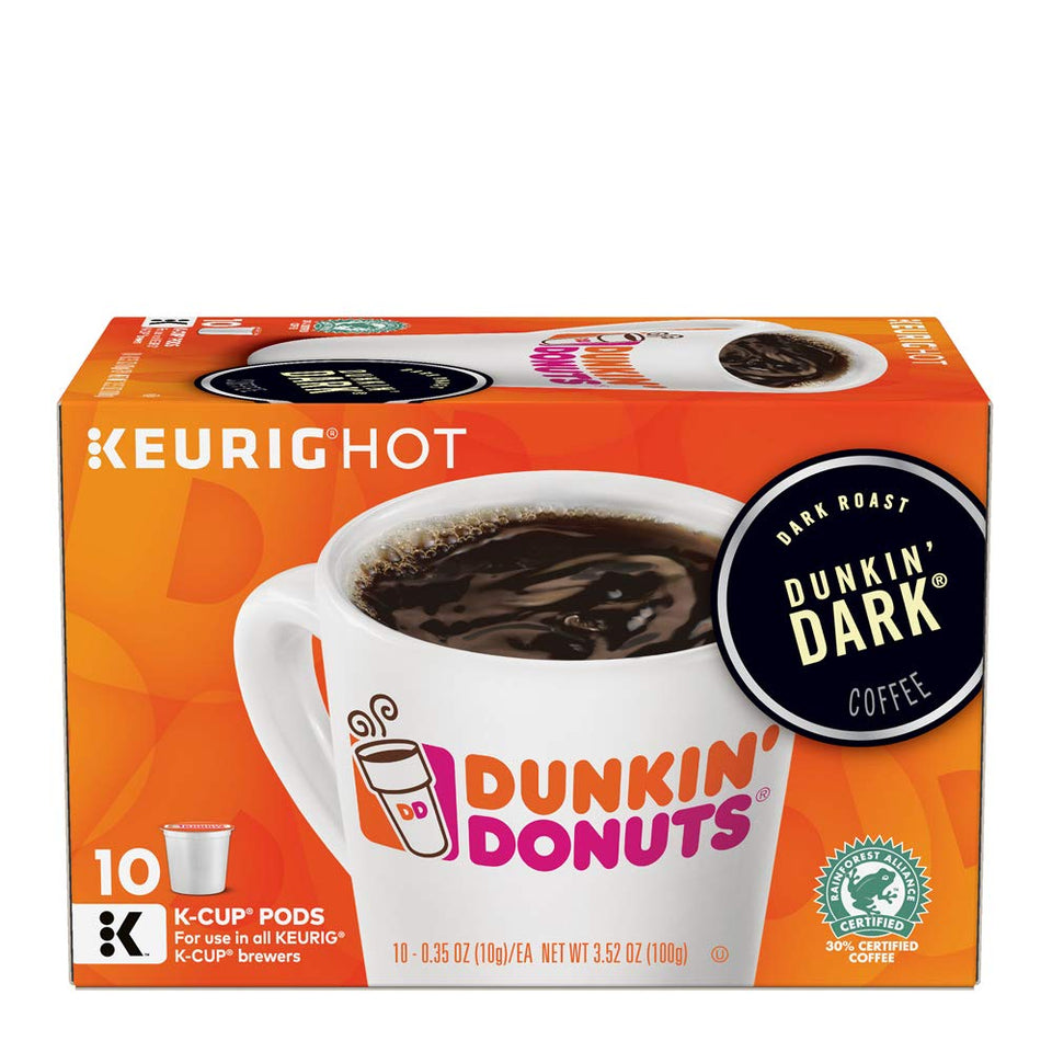 Dunkin Donuts Dunkin Dark K-Cup pod delivers bold flavor for a smooth morning.