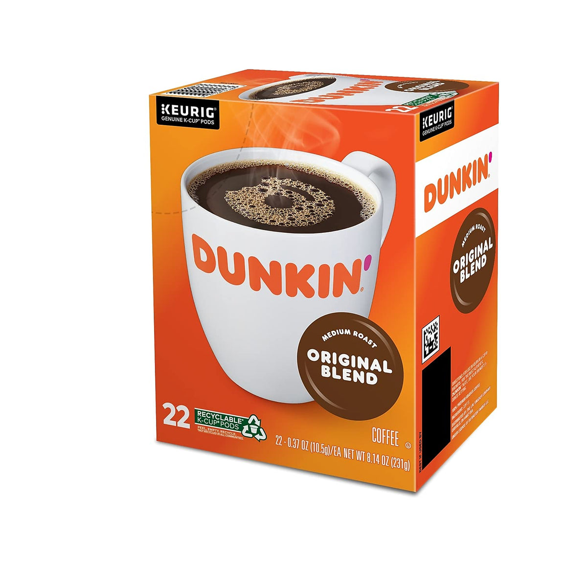 Dunkin Donuts Hazelnut K-Cups aroma with cozy mug