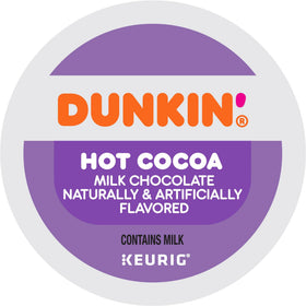 Dunkin Donuts Milk Chocolate Hot Cocoa box 22 pods, convenient home supply.