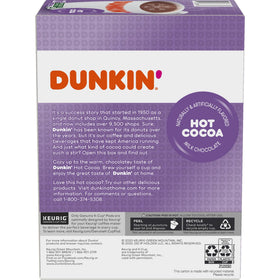 Dunkin Donuts Milk Chocolate Hot Cocoa label highlights ingredients and OU Kosher.