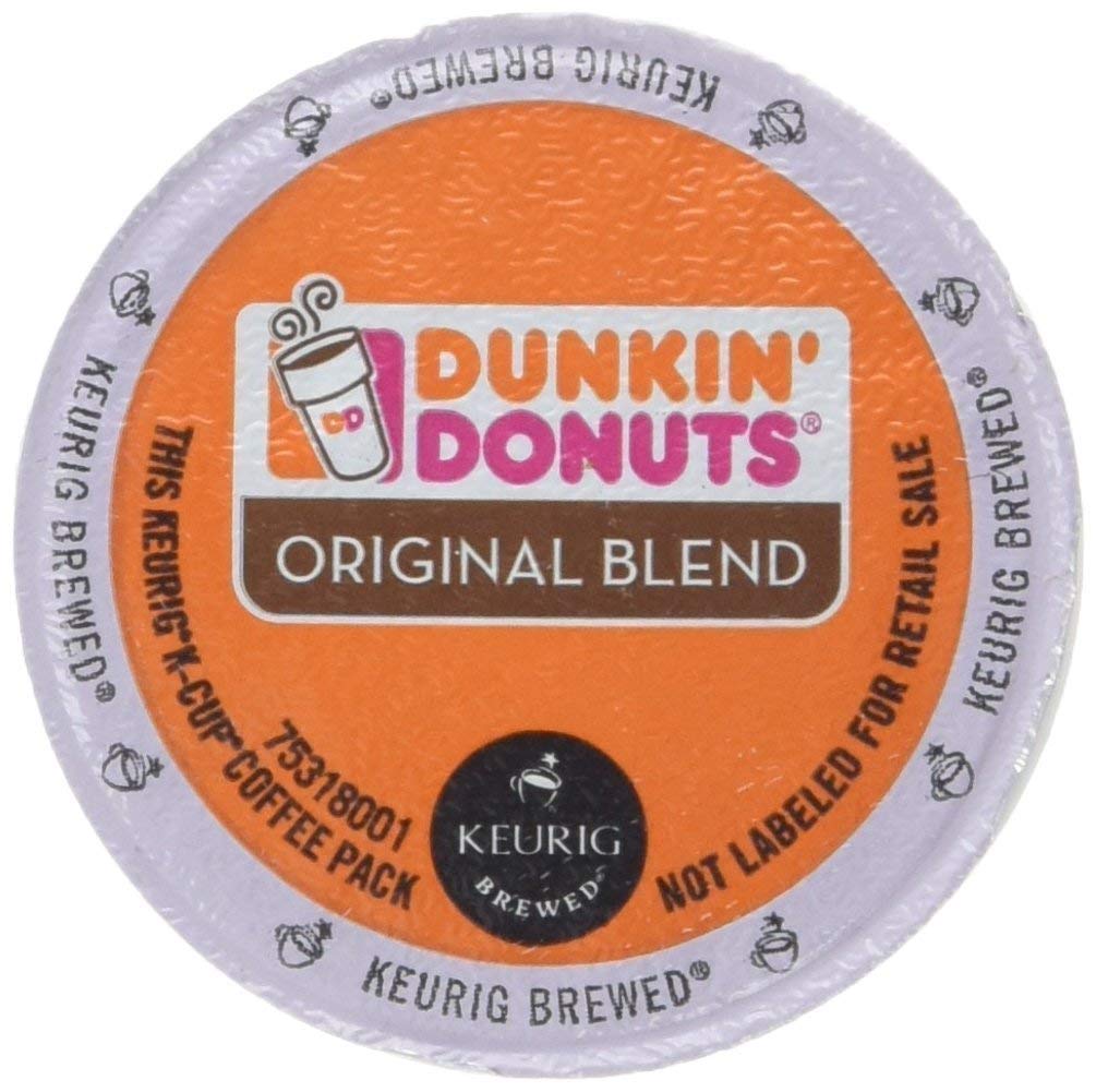Dunkin' Donuts Original Blend K-Cups 54-count box, ready for quick Keurig brewing.