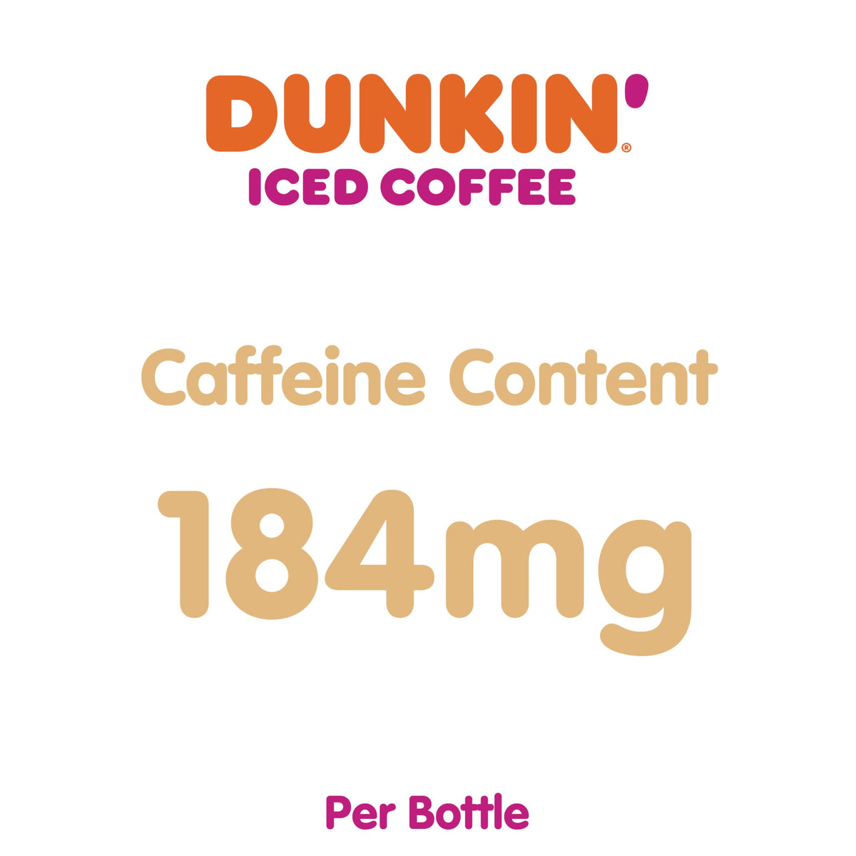 Dunkin French Vanilla Iced Coffee bottle back showing packaging and flavor notes.