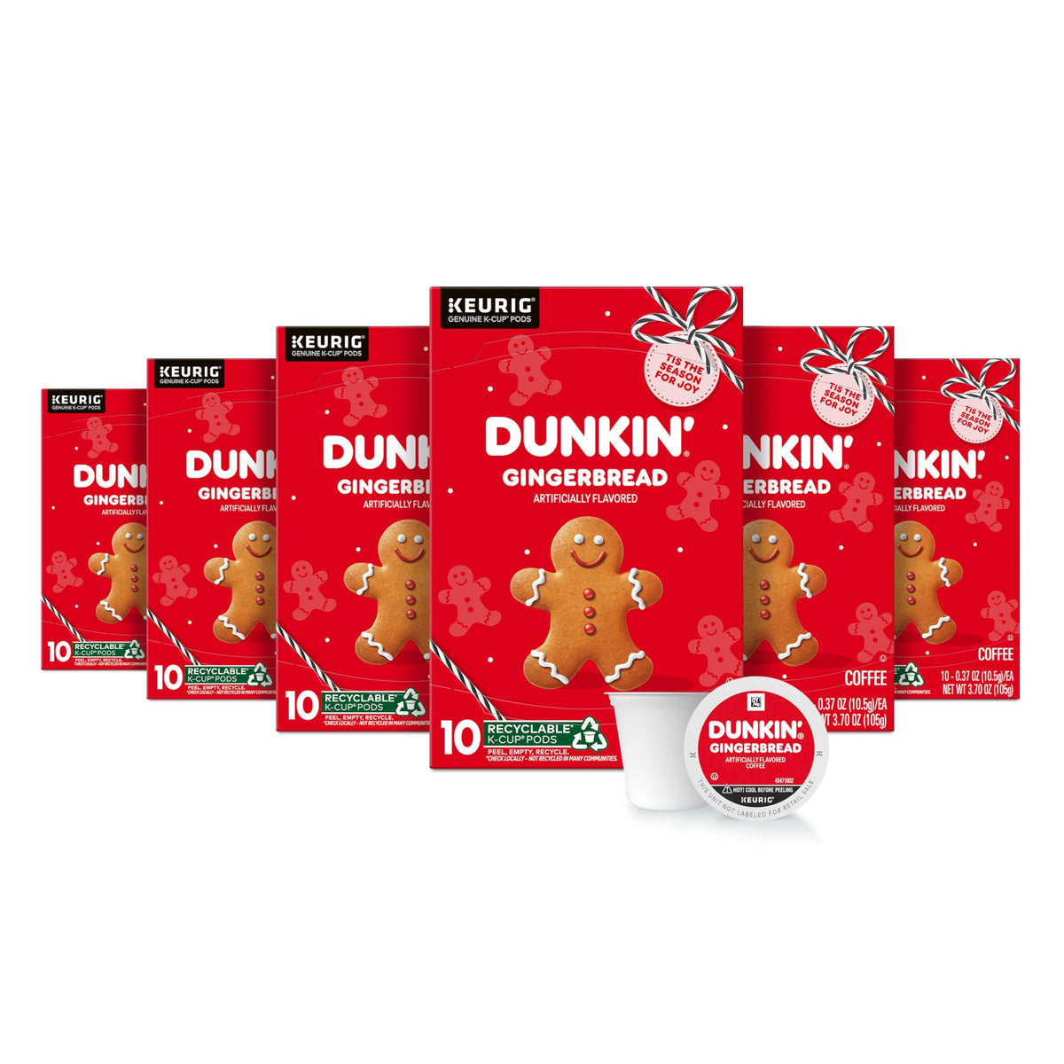 Dunkin Gingerbread coffee pods 60-count box ready for quick holiday mornings.