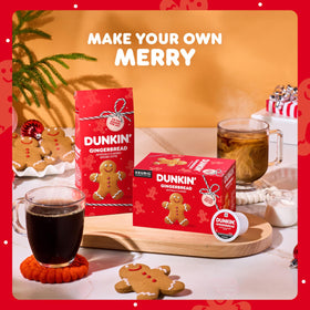 Brewing scene with Dunkin Gingerbread aroma filling the kitchen.