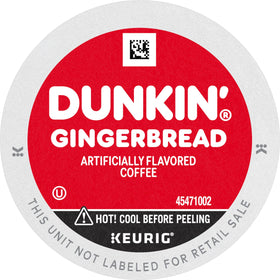 Dunkin Gingerbread K-Cup pods in a 60-count pack for easy Keurig brewing.