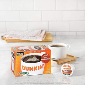 K-Cups arranged on kitchen counter highlighting easy single-serve brewing.