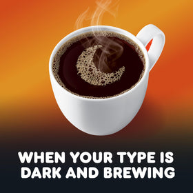 Dunkin Midnight coffee pour showing bold flavor and aroma