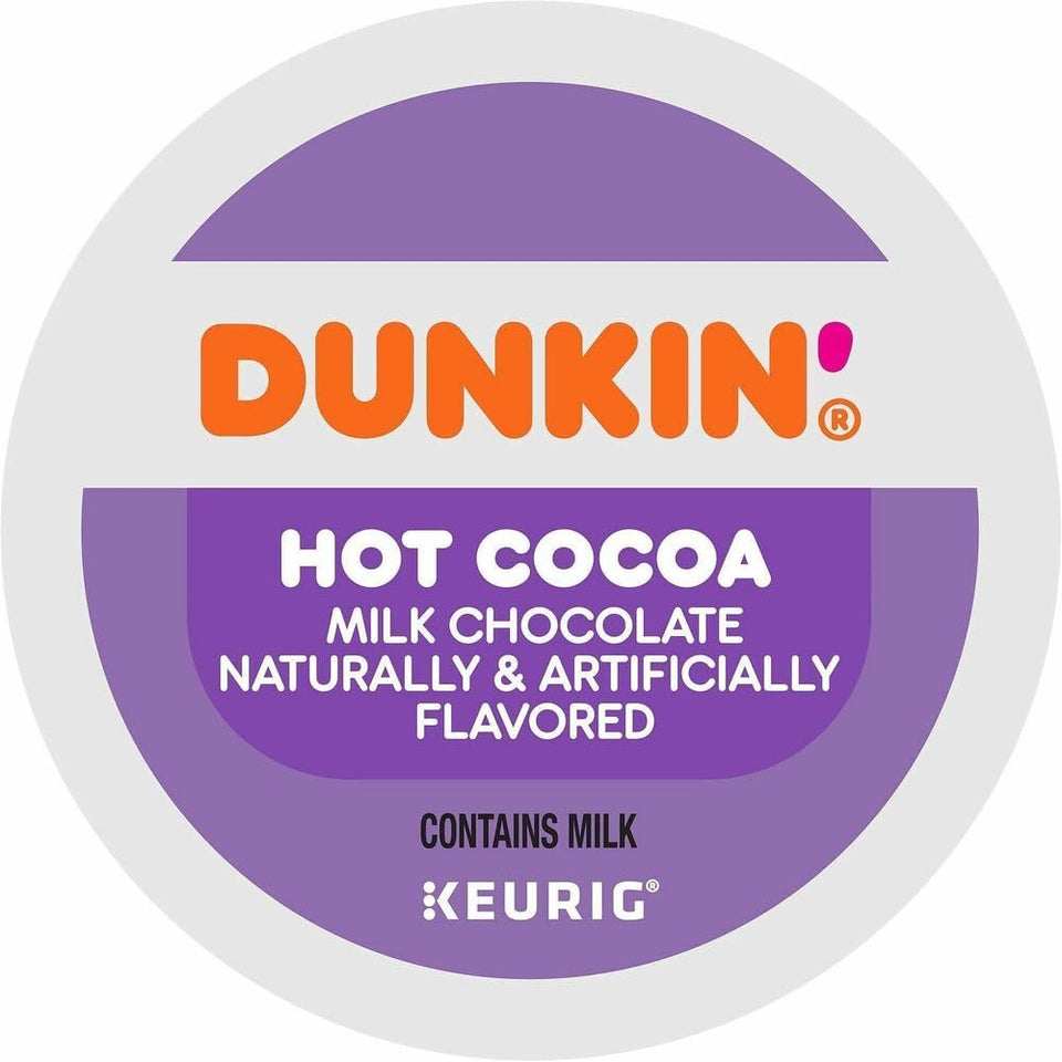Dunkin milk chocolate hot cocoa K-Cup pods offer cozy chocolate flavor for home brewing.