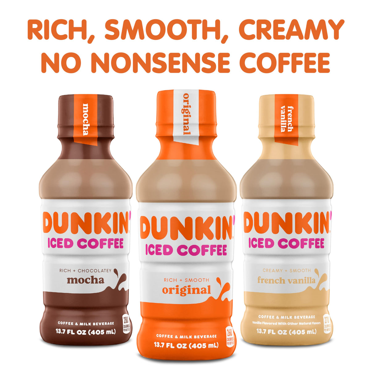 Dunkin Mocha Iced Coffee bottle on kitchen counter for quick access