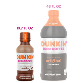 Dunkin Mocha Iced Coffee bottle tilt shot showcasing ready-to-drink