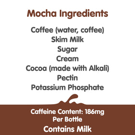 Dunkin Mocha Iced Coffee packaging shot emphasizing 12-bottle bundle
