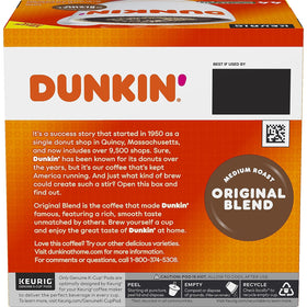 Dunkin' Original Blend coffee K-Cup aroma and flavor for everyday use.