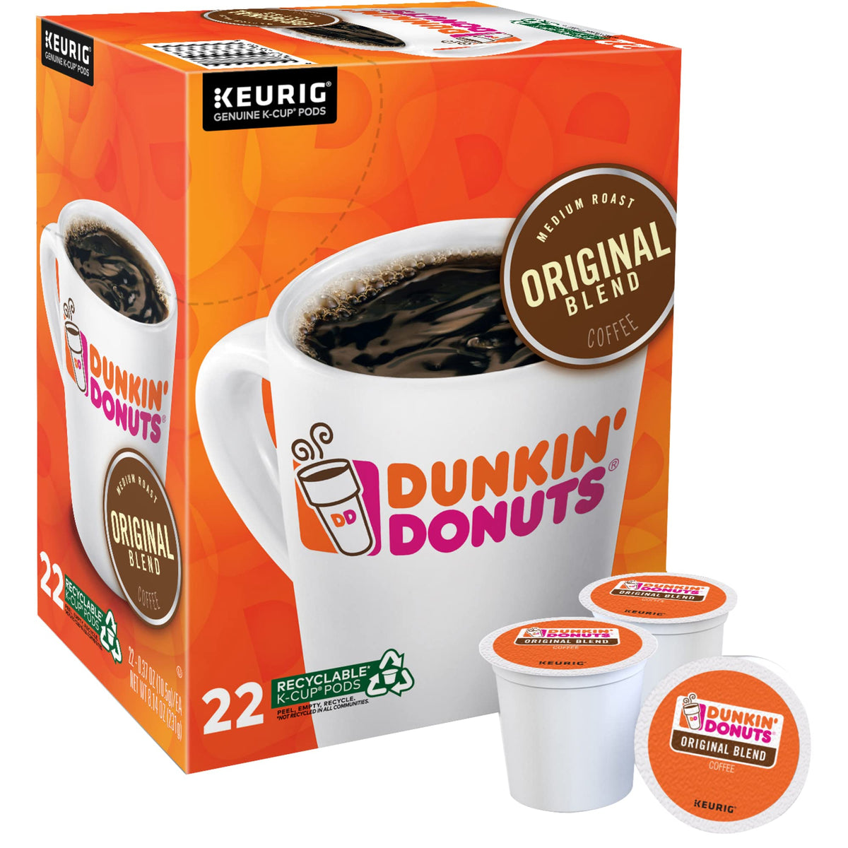 Dunkin Original Blend cup with steam showing smooth medium roast aroma.